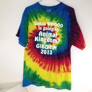 Guess Whooo Is Going to Animal Kingdom Giborim 2013 Tye Dye T-Shirt Size Large